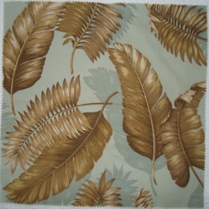 TROPICAL LEAF Tommy Bahama Kravet Aqua and Tan Botanical Leaf print Fabric