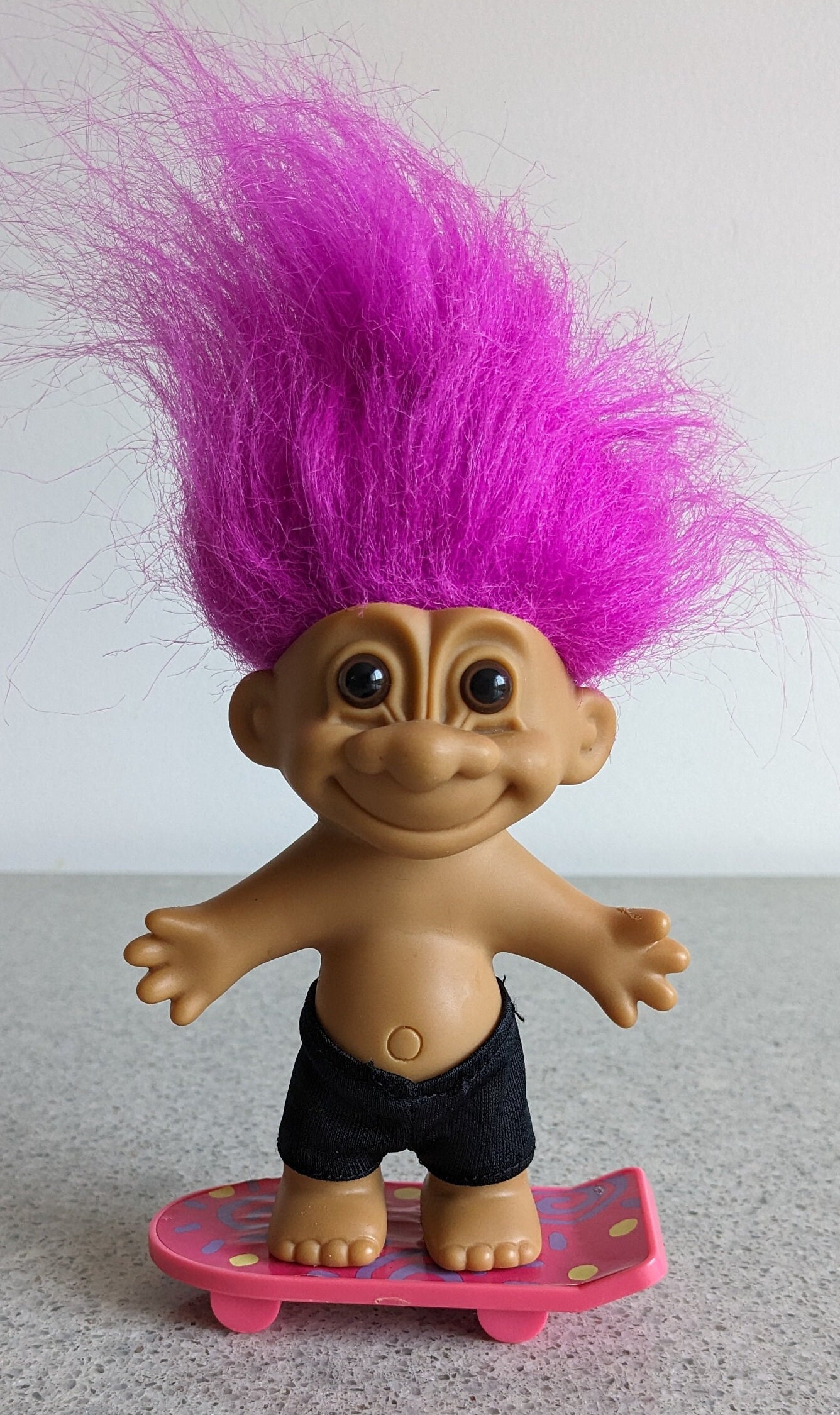 Purple Hair WINKING Troll on Skateboard/collectible Rare Troll