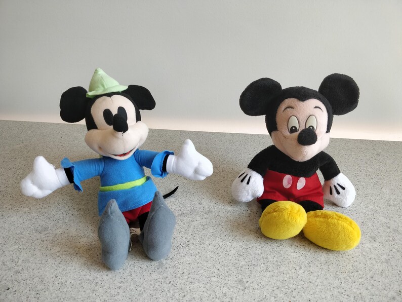 Set di 2 peluche vintage da collezione di Topolino/Set di 2 peluche Disney di Topolino seduto/Peluche di Topolino da 28 cm immagine 3