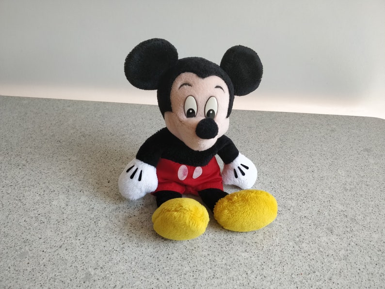 Set di 2 peluche vintage da collezione di Topolino/Set di 2 peluche Disney di Topolino seduto/Peluche di Topolino da 28 cm immagine 2