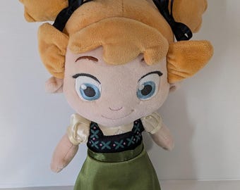 Collectible Disney Store Animator's Collection Frozen Anna Stuffed Plush Doll /Disney 13.5" Frozen Anna Plush Doll
