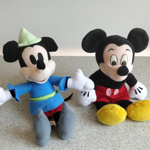 Set of 2 Vintage Collectible Mickey Mouse Plush Toys/Set of 2 Sitting Mickey Mouse Disney Plush Toys/11&quot; Mickey Mouse Plush Toys