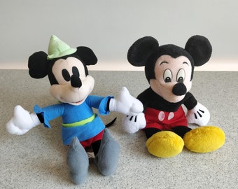 Set of 2 Vintage Collectible Mickey Mouse Plush Toys/Set of 2 Sitting Mickey Mouse Disney Plush Toys/11" Mickey Mouse Plush Toys