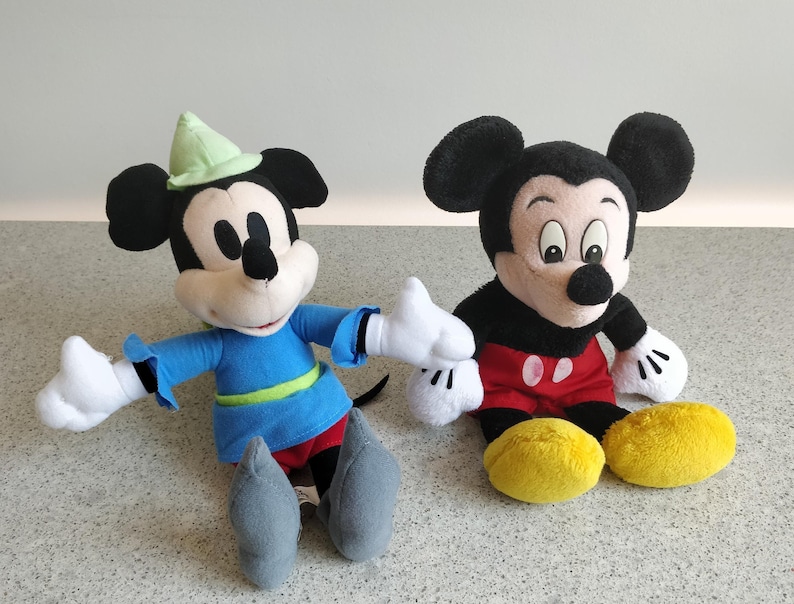 Set di 2 peluche vintage da collezione di Topolino/Set di 2 peluche Disney di Topolino seduto/Peluche di Topolino da 28 cm immagine 1