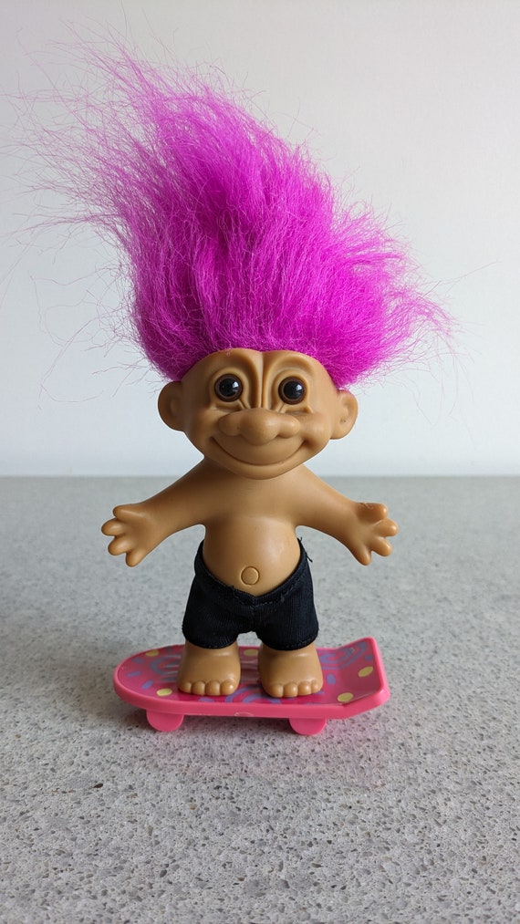 Purple Hair WINKING Troll on Skateboard/collectible Rare Troll
