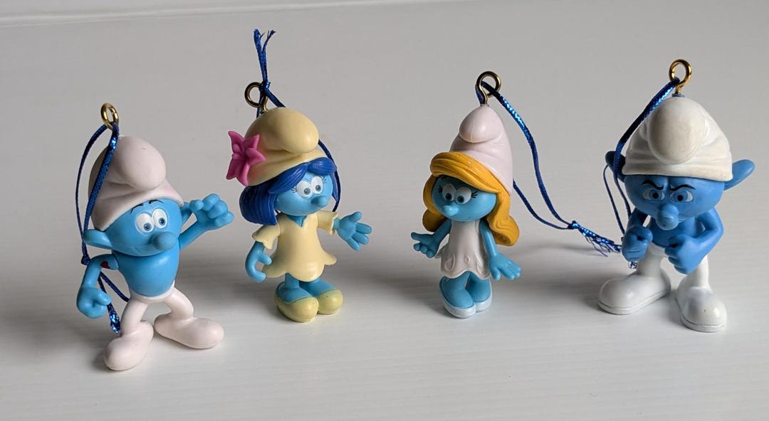 Set of 4 Collectible Smurfs Plastic Christmas Ornaments/lot of 4 Smurf ...