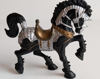 Vintage Chap Mei Armored Black Knight Horse Medieval Fantasy Figure - 1996