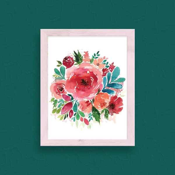 11x14 Art Print, Bouquet, Flowers, Watercolor Print, Floral Painting