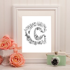 Letter C Monogram Printable - Monogram Print - Nursery Monogram 8x10 ...
