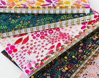 Notebook Field Notes Lined Notebook Journal Sketchbook Paper Small Notebook Floral Notebook Large Spiral Bound Gold Spiral