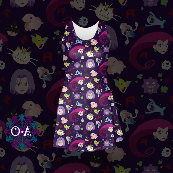 team rocket dress  skater dress pokemon dress anime dress plus size dress  cartoon dress jessie dress james dress meowth dress