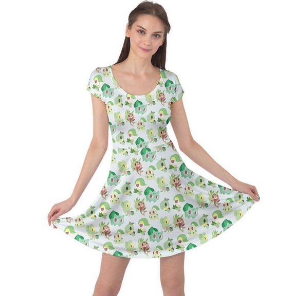 Grass Pokemon Short Sleeve Dress Bulbasaur Dress Treecko Etsy