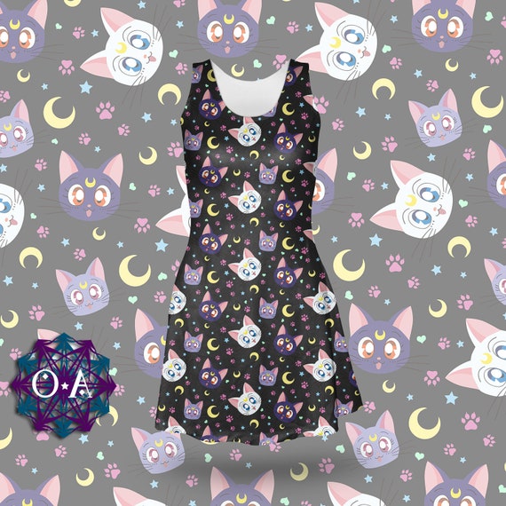 sailor moon cat dress  sailor moon dress anime dress cartoon dress luna  dress artemis dress diana dress