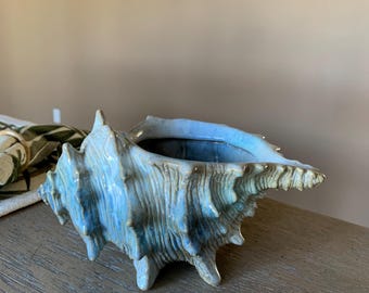 Beautiful! Sea Shell bowl for decor ceramic 8in x5.5inx3.5in for nautical beach theme