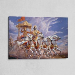 Krishna  CV134SB Parthasarthi & Arjuna / Bhagavad Gita - Print on Canvas 12" x 16"