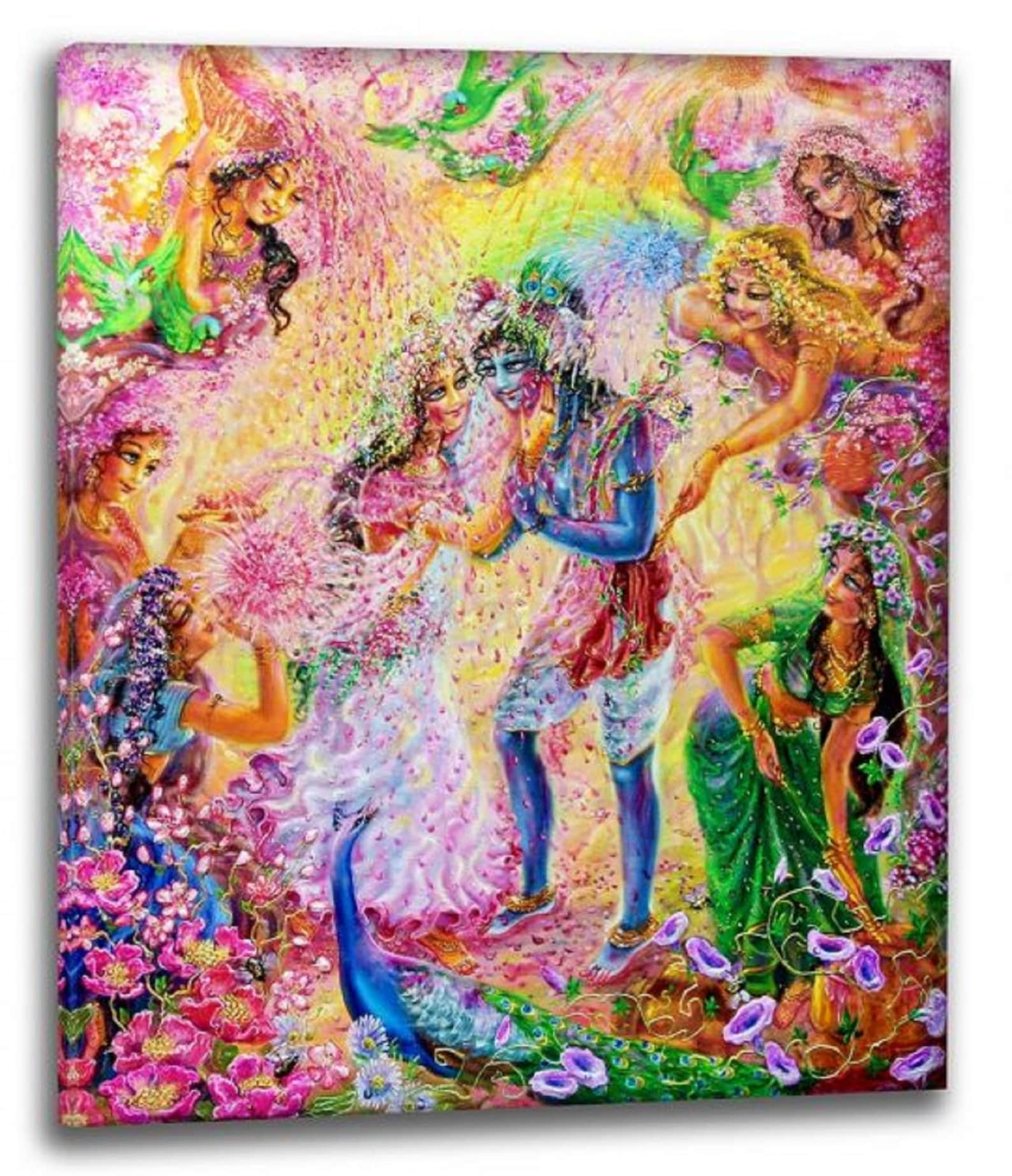 Krishna Culture Radha Krishna Holi Cv116lc Canvas Art Etsy Uk