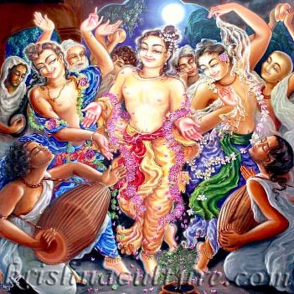 Krishna panca Tattva krtan CV113TQ canvas Art 12x12