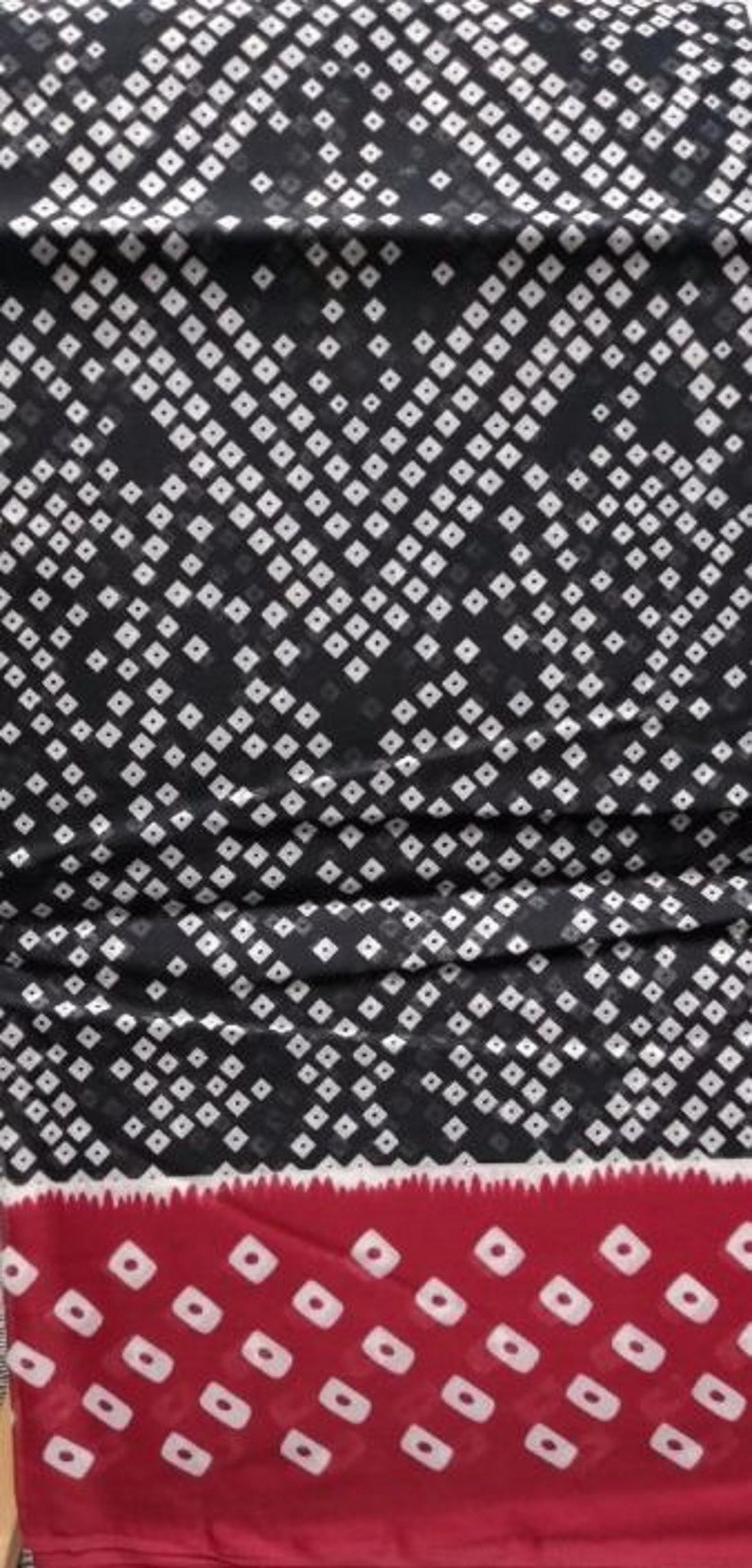 Cotton Bandhani Saree Black with Red border CB3