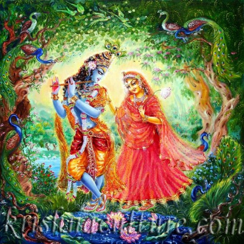 Krishna Radha Krishna Vrindavan Canvas Art 12x12 CV120TQ image 1