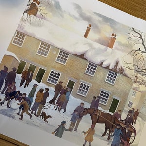 Downton abbey snow scene water colour print