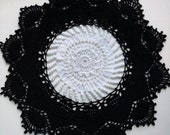 SALE Handmade Black - White Crochet Doily 3D Crochet Tablecloth Crochet Home Decor Table Decorations Crochet Gifts For Women milky doily