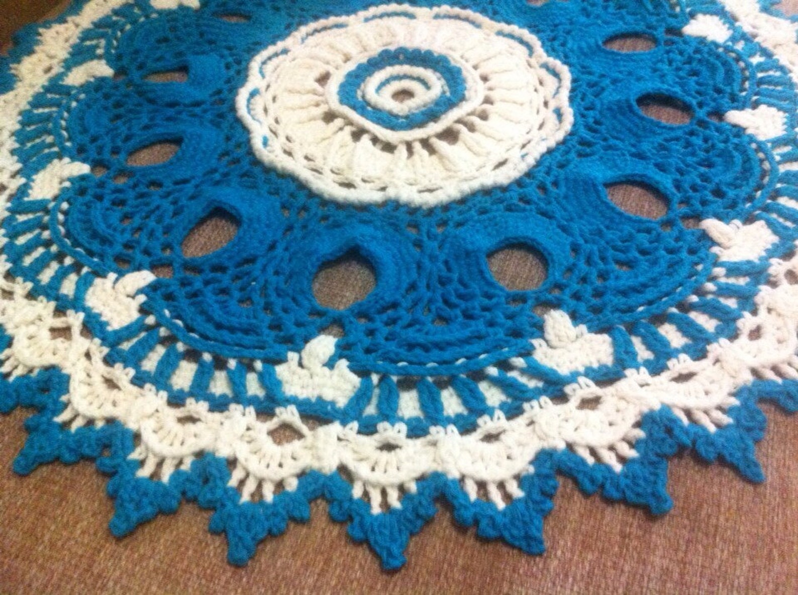 3D crochet doily Round doily rug 30.7 inches Crochet rug White Etsy