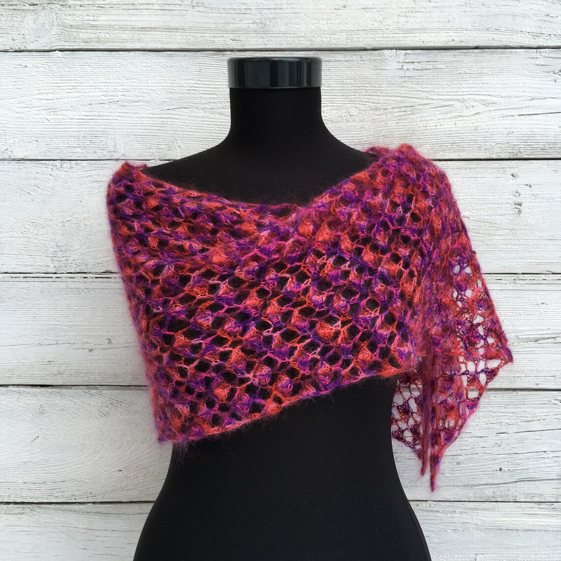 Mohair Crochet Shawl Scarf Pattern PDF Lace Airy Silk Wool Etsy