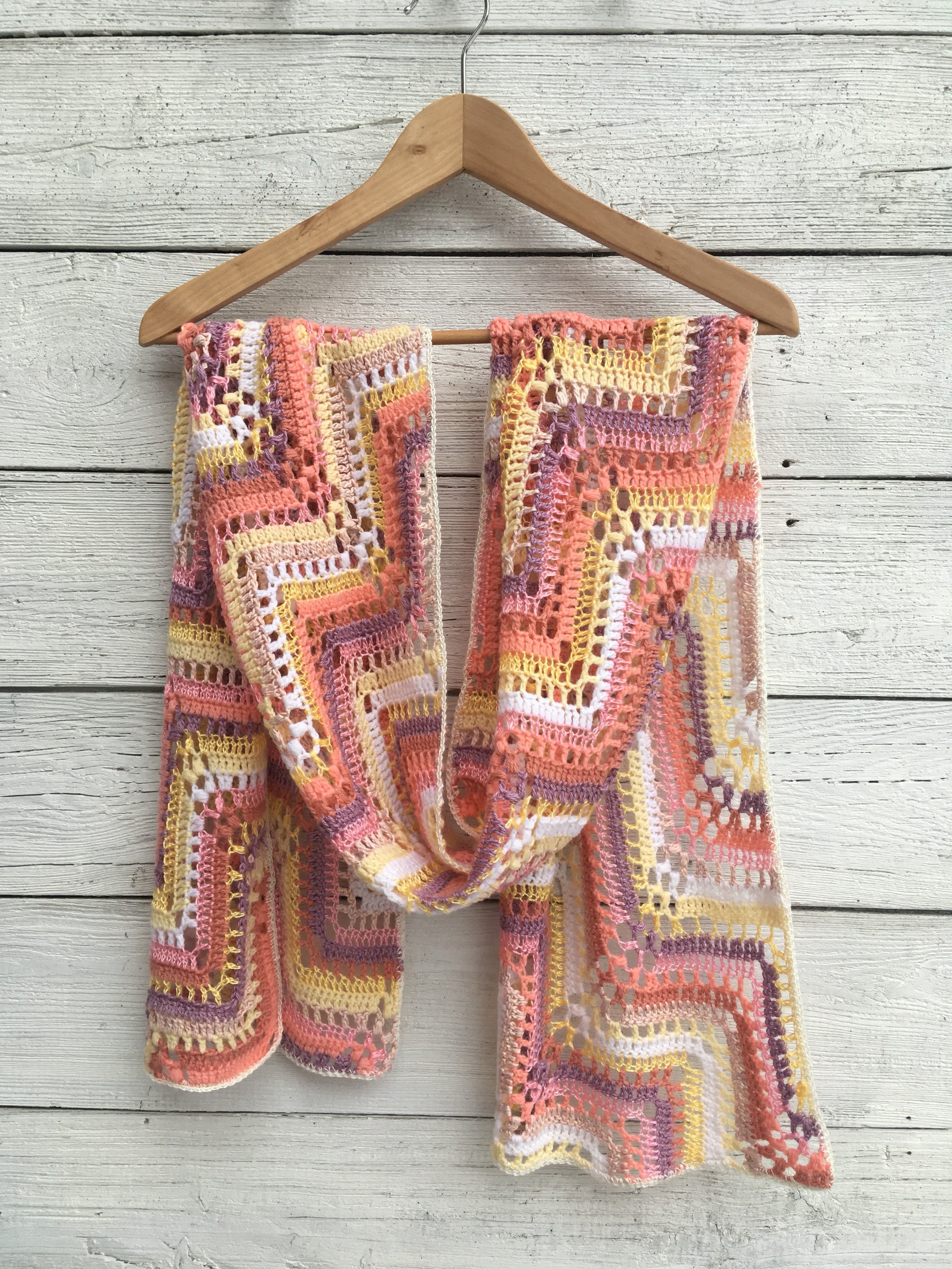 Crochet Blanket Scarf Wrap Large Knit Wool Gradient Etsy