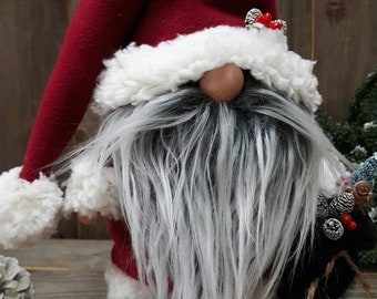 Santa Gnome / Christmas Gnome  / Rustic Winter Decor / Gnome Shelf Sitter / Tomte / Nisse