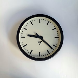 Wall Clock by Pragotron | Vintage Mid Century Modern Factory Train Station | 60&#39;s Style | Made in Czechoslovakia | 1986