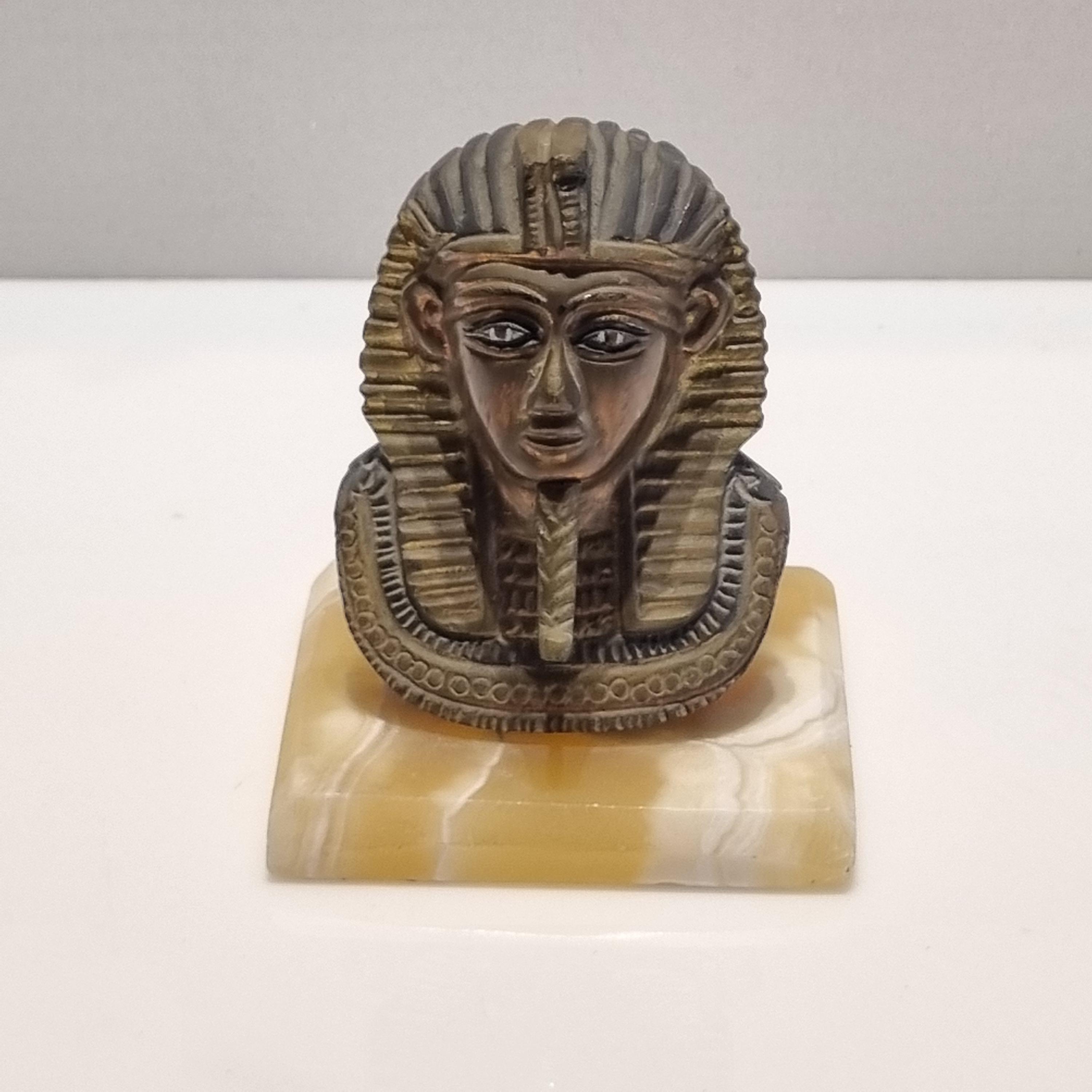 エジプト ファラオ胸像 大型 オブジェ ブロンズ風 インテリア置物 古代エジプト ファラオの胸像 博物館展示風台座インテリア置物