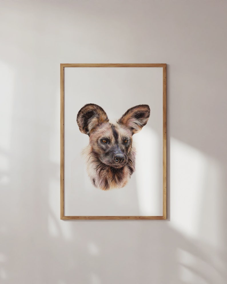 African Wild Dog Print A5 Art Print African Wildlife Gift image 2