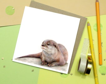 Otter Greetings Card / Asian Small-Clawed Otter / Blank Inside / Wildlife Card