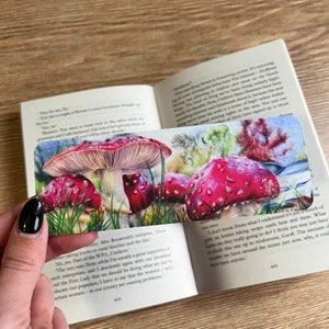 Mushroom Bookmark Fungi Bookmark Double Sided Wildlife Gift Book Worm Gift image 4