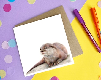 Otter Greetings Card / Asian Small-Clawed Otter / Blank Inside / Wildlife Card