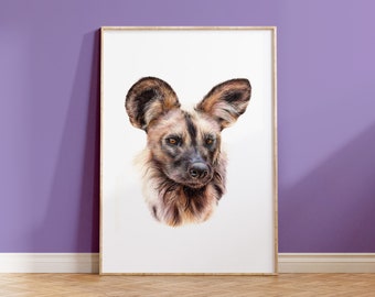 African Wild Dog Print | A5 Art Print | African Wildlife Gift