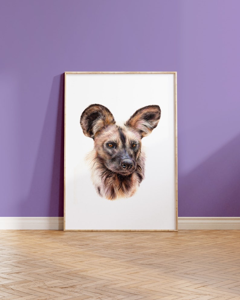 African Wild Dog Print A5 Art Print African Wildlife Gift image 1