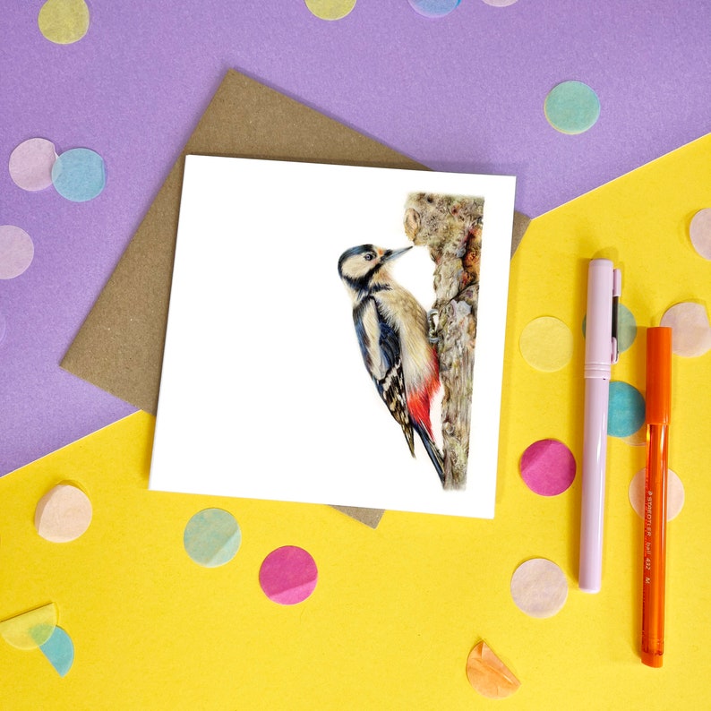 Greater Spotted Woodpecker Greeting Card Wildlife Bird Birthday image 2