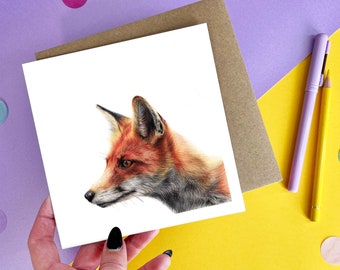 Fox Greeting Card / Fox Card / Greetings Card / Blank Inside / Red Fox