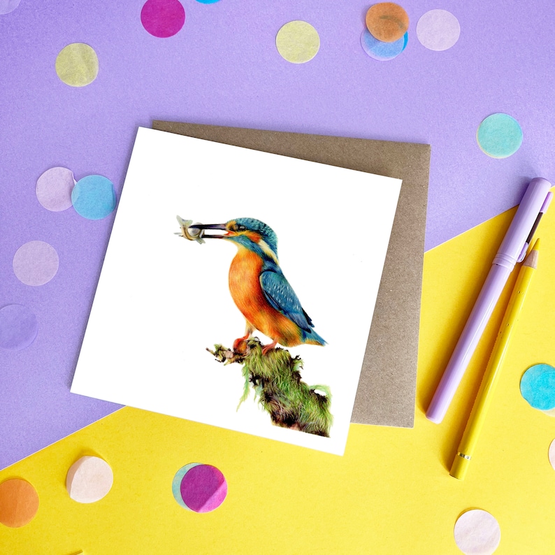 Kingfisher Wild Animal Card / Bird Card / Bird Greetings Card / Blank Inside / Wildlife Card image 2