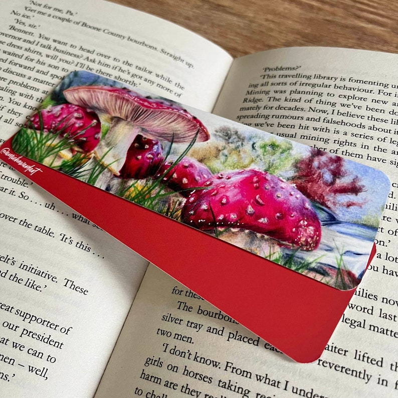 Mushroom Bookmark Fungi Bookmark Double Sided Wildlife Gift Book Worm Gift image 5