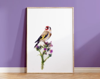 Goldfinch on Thistle Print | A5 Art Print | Bird Wildlife Gift