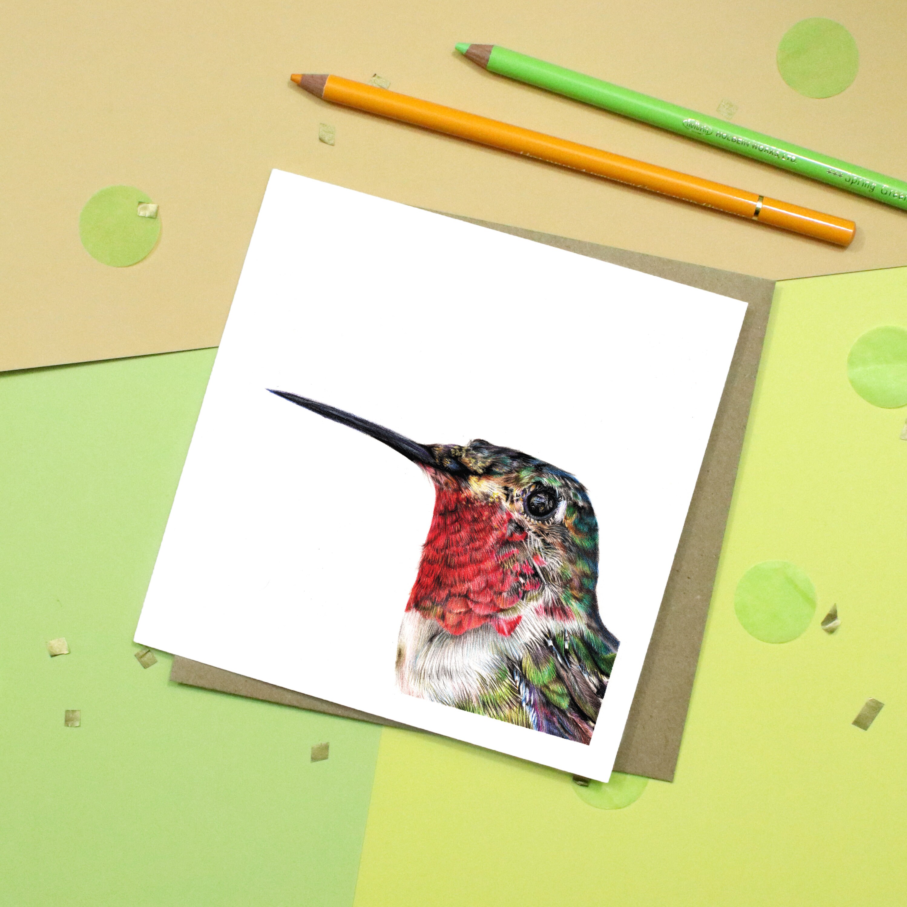 Bird Card / Hummingbird Wild Animal Card / Red Broad tailed Hummingbird / Wildlife Card / Blank Inside