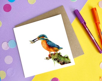 Kingfisher Wild Animal Card / Bird Card / Bird Greetings Card / Blank Inside / Wildlife Card