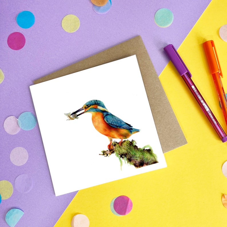 Kingfisher Wild Animal Card / Bird Card / Bird Greetings Card / Blank Inside / Wildlife Card image 1