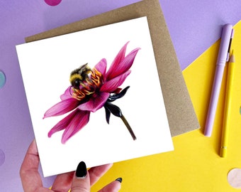 Bee Card / Bumble Bee Card / Greetings Card / Blank Inside / Wildlife Card