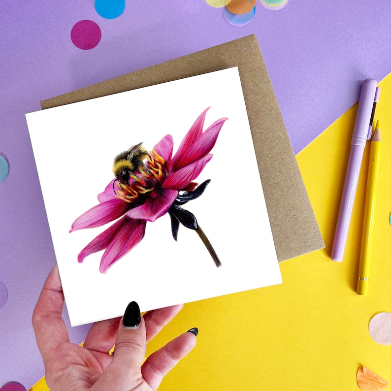 Bee Card / Bumble Bee Card / Greetings Card / Blank Inside / Wildlife Card image 1