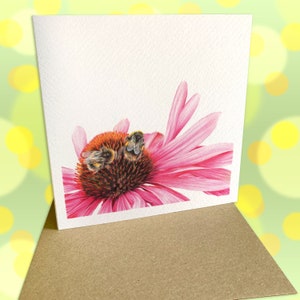 Bee And Echinacea Flower Card, Great For Any Occasion, Eco-Friendly Seller image 3
