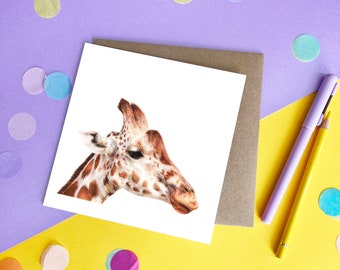 Giraffe Wild Animal Card / Greetings Card / Blank Inside / Wildlife Card