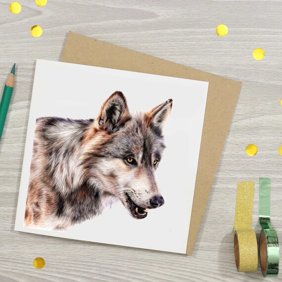 Timber Wolf Wild Animal Card / Wolf Card / Greetings Card / | Etsy